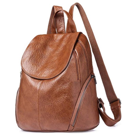Handbags - Women's Soft Leather Black Fashion Backpack